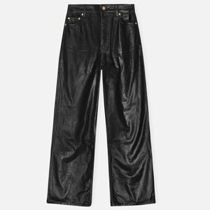 Ganni Foil Denim Wide Jeans | Black